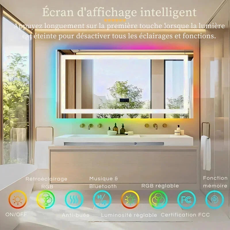 Miroir Salle De Bain 120 Cm LED Anti Buée